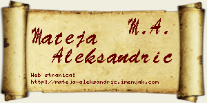 Mateja Aleksandrić vizit kartica